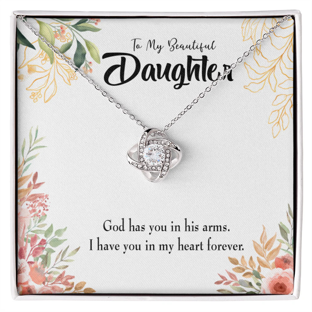 Daughter In My Heart Forever Infinity Knot Cz Necklace Silver Tone Standard Box